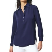 Womens Petites Collar Button Detalil Henley